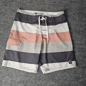 Ezekiel Board Shorts Mens Size 34 Multicolor Striped Swim Trunks Surf Beach